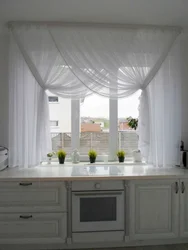 Narrow kitchen window curtain design