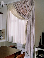 Narrow kitchen window curtain design