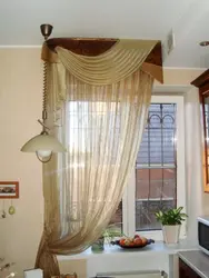 Narrow kitchen window curtain design