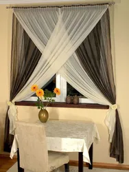 Narrow kitchen window curtain design