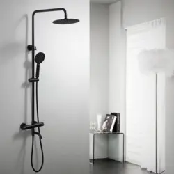 Bath shower with rain shower and faucet photo