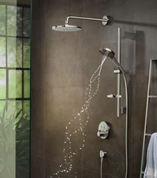 Bath shower with rain shower and faucet photo