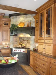 Corner kitchen with stove in the corner photo