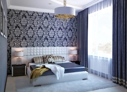 How to highlight a bedroom wall with wallpaper photo