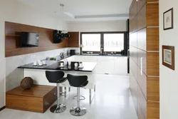 Kitchen without upper cabinets U-shaped design