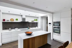 Kitchen without upper cabinets U-shaped design