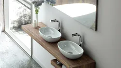 Built-in countertop sinks in the bathroom photo