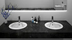 Built-in countertop sinks in the bathroom photo