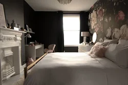 Дызайн спальні светлыя і цёмныя шпалеры