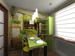 Photo wallpaper for the kitchen in the interior for a small kitchen