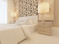 Bedroom design wallpaper in beige tones photo