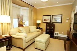 Living room interior in golden beige