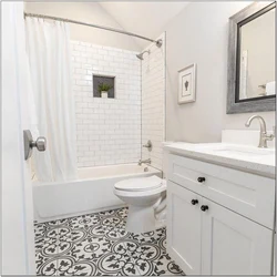 Bathroom design with white door