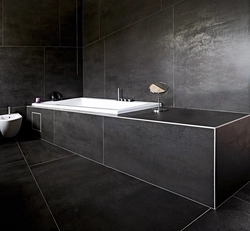 Large format tiles in the bathroom interior