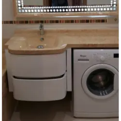 Дизайн ванной с накладной раковиной и стиральной машиной