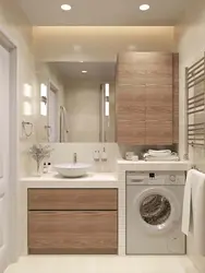 Bathroom Design With Countertop Sink And Washing Machine