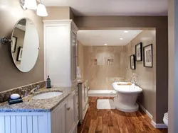 Bathroom wooden floor photo