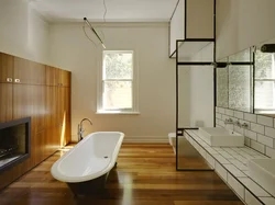 Bathroom wooden floor photo