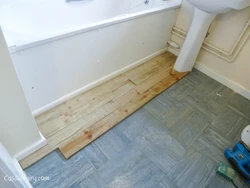 Bathroom wooden floor photo