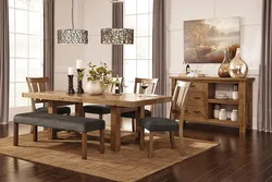 Table and chairs in the living room in a modern style photo