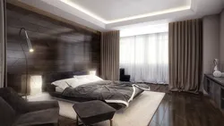 Bedroom In Gray-Brown Color Photo