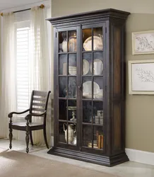 Photo of living room cabinets with glass