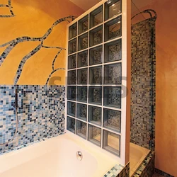 Шыны блоктары бар ванна бөлмесінің дизайны