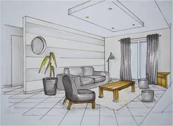 How to draw living room interior