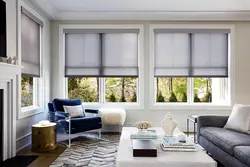 Apartment interior with roller blinds