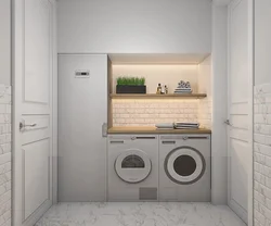 Washing Machine Drying Machine In The Bathroom Interior