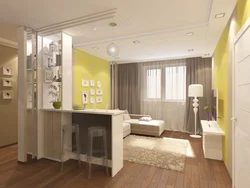 Design of a one-room apartment 40 m2 in a new building with a loggia photo