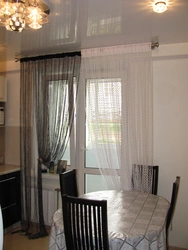 Curtains for the kitchen with a balcony door in a modern style photo