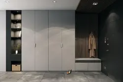 Built-In Wardrobe In The Hallway With Hinged Doors Design