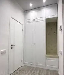 Built-in wardrobe in the hallway with hinged doors design