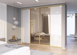 Mirrored wardrobe in the bedroom photo