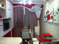 What kind of curtains for a red kitchen photo