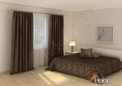 Wenge curtains in the bedroom interior