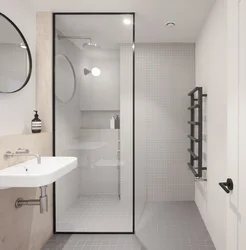 Small bathroom design with shower screen