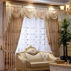 Curtains For The Living Room With A Lambrequin In A Classic Style Photo