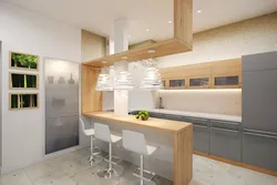 Kitchens with a closed bar counter photo