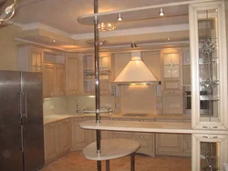 Kitchens with a closed bar counter photo