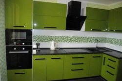 Kitchen Interior In Black And Green