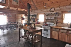 Interior of a country house kitchen with stove