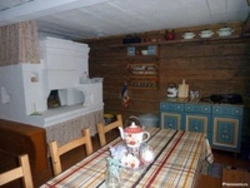 Interior of a country house kitchen with stove