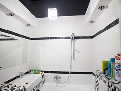 Black suspended ceiling in the bathroom photo