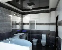 Black suspended ceiling in the bathroom photo