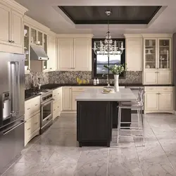 Photo of a kitchen with a gray stove