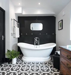 Bathroom interior with dark floor