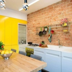 Kitchen design with brick colors