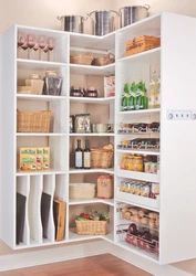 Corner cabinets shelves for the kitchen photo